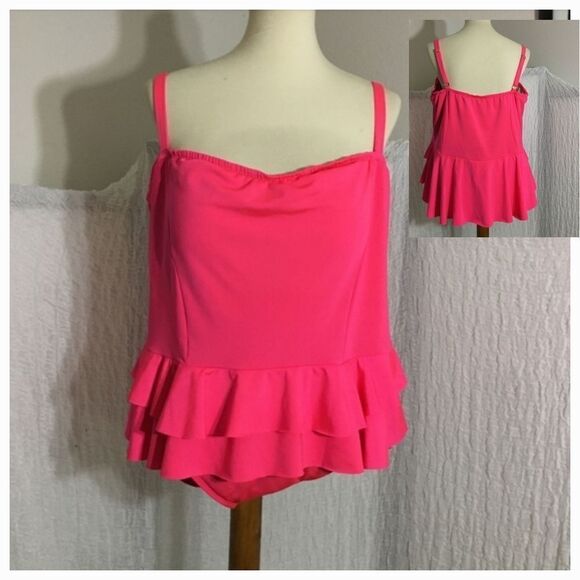 Monif C. Deep Coral One Piece Swimsuit Size 22W - Picture 1 of 9